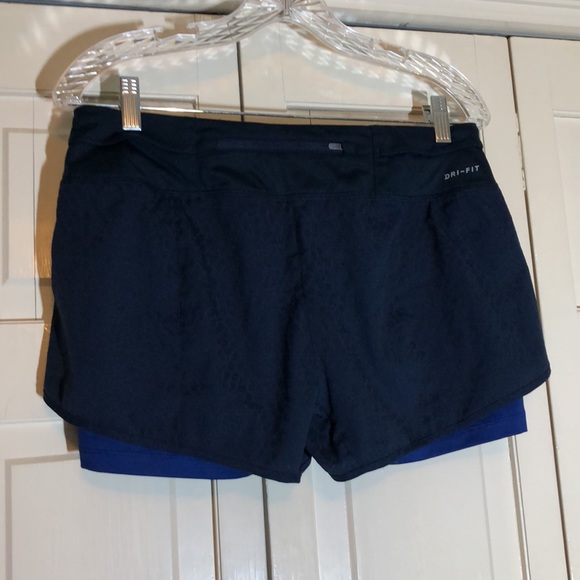 Nike Dri-fit Running Short over Short Blue SZ M - Picture 3 of 6